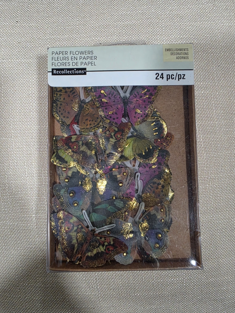 Recollections Butterfly Paper Embellishments in Pink, Blue, Green & Gold
